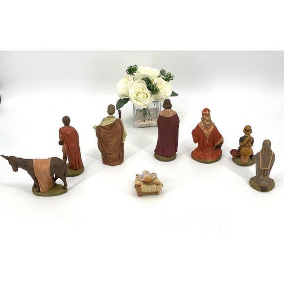 Handmade Ceramic Christmas Nativity Figurine 8 Piece Set Mary Joseph Jesus *SEE* - Picture 11 of 12